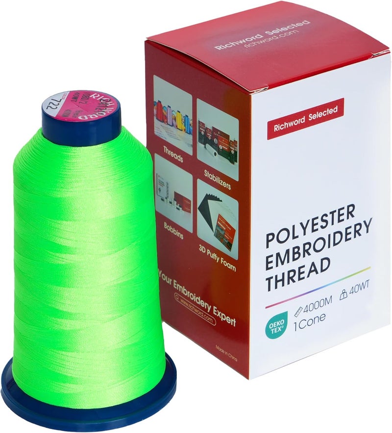Poolin Richword Selected Green Embroidery Thread 4000M(4374Y) 40WT Polyester Thread 100 Colors Selected for Commercial Multi Needles and Single Needle Embroidery Machine 0722 - Image 1